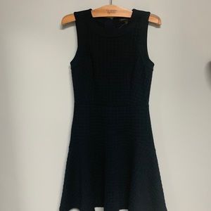 Banana Republic navy square jacquard fit and flare dress